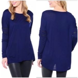 Vince Blue Drop Shoulder Mesh Sleeve Insert Top M